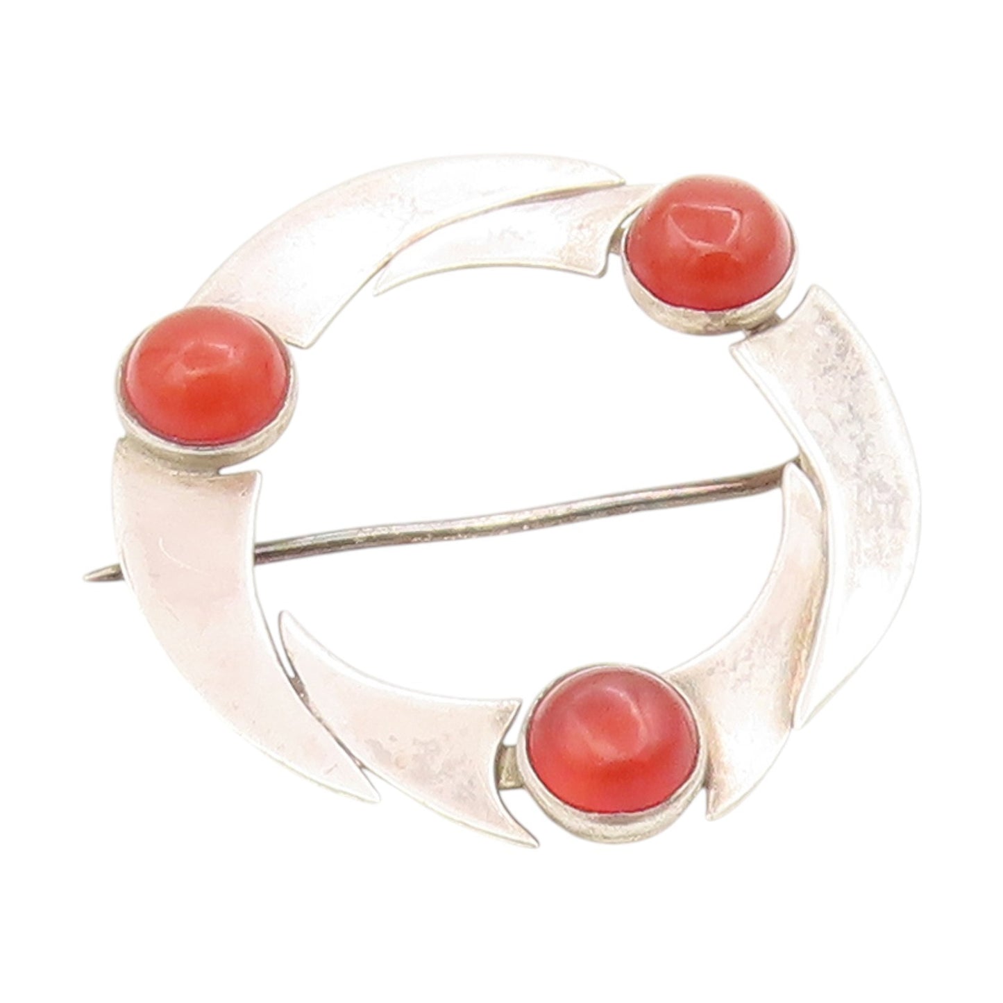 925 Sterling Silver Vintage Brooch Pin Cabochon Carnelian Celtic Knot  BP12206