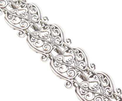 925 Sterling Silver Vintage Bracelet CAROLYN POLLACK Swirly Design Cut  BT11098