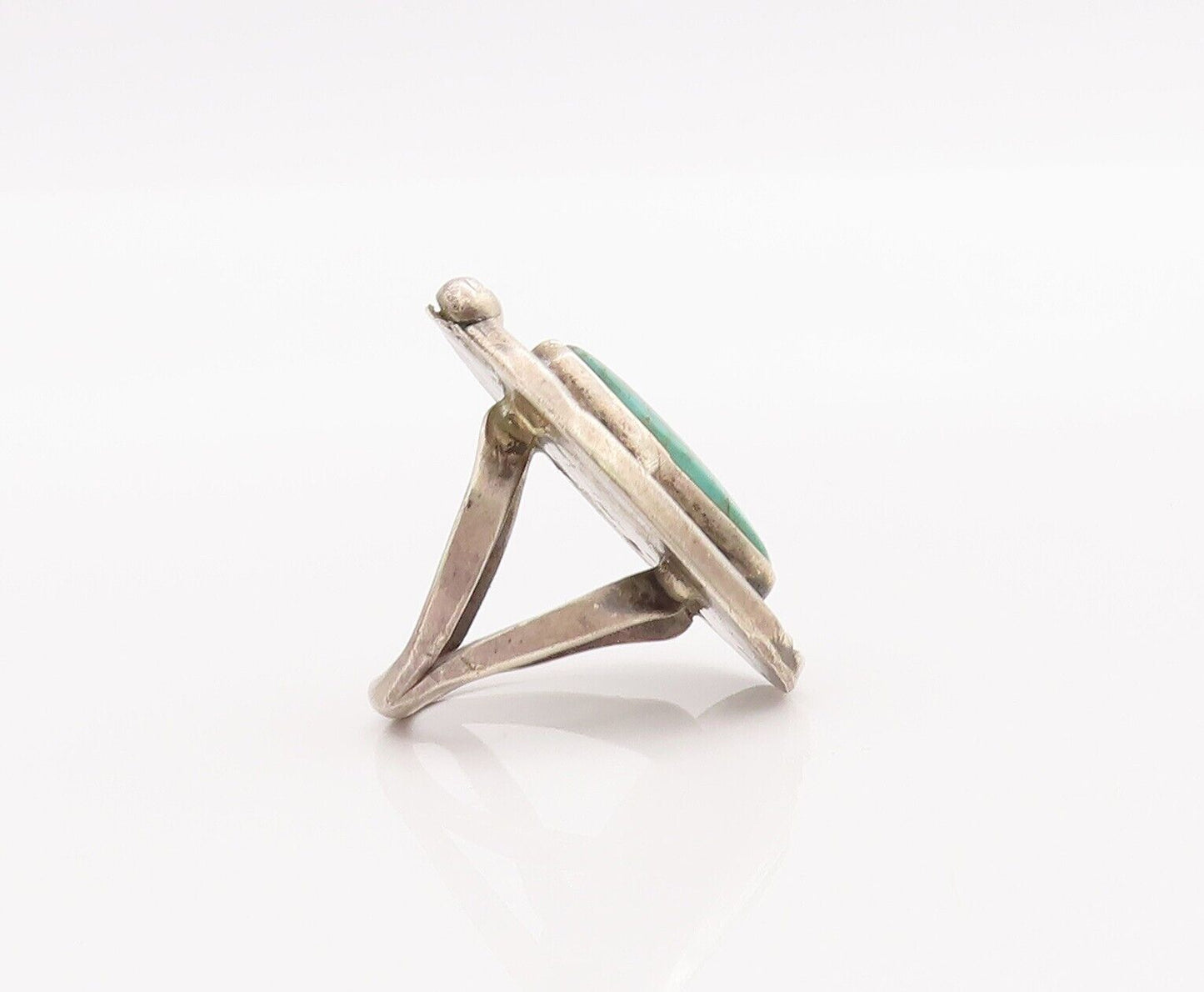 925 Sterling Silver Vintage Ring NAVAJO Turquoise Roped Carved  Sz 4.5  RG28384