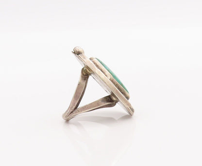 925 Sterling Silver Vintage Ring NAVAJO Turquoise Roped Carved  Sz 4.5  RG28384
