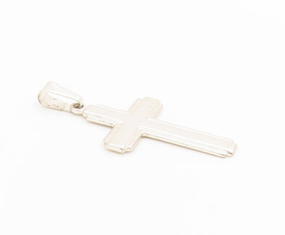 925 Sterling Silver Vintage Pendant Minimalist Double Layer Latin Cross  PT26586
