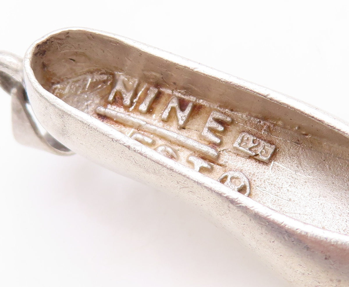 925 Sterling Silver Vintage Pendant Solid Cutout Woman Boots Charm  PT23729