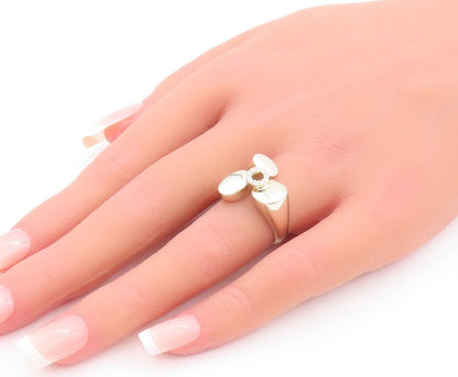 925 Sterling Silver Vintage Ring Floral Designer Modernist CZ  Sz 5.5  RG28239