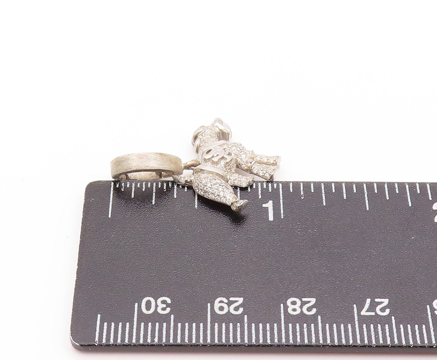 925 Sterling Silver Vintage Pendant Designer CZ Inlay Horse Charm  PT23954