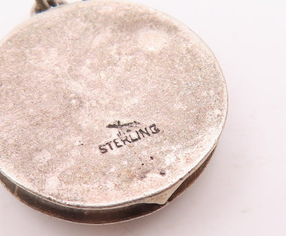 925 Sterling Silver  Vintage Round Roulette Table Oxidized Pendant  PT17382