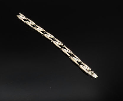 SIGI TAXCO 925 Silver  Vintage Minimalist Z Pattern Link Bracelet  BT9633