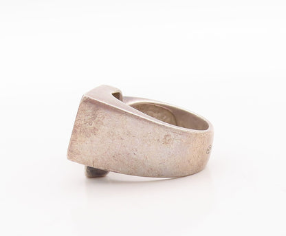925 Sterling Silver Vintage Ring EUROPE Brutalist Mother Of Pearls Sz 8  RG28838
