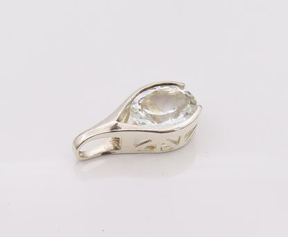 925 Sterling Silver  Vintage Minimalist Topaz Rain Drop Pendant  PT22105