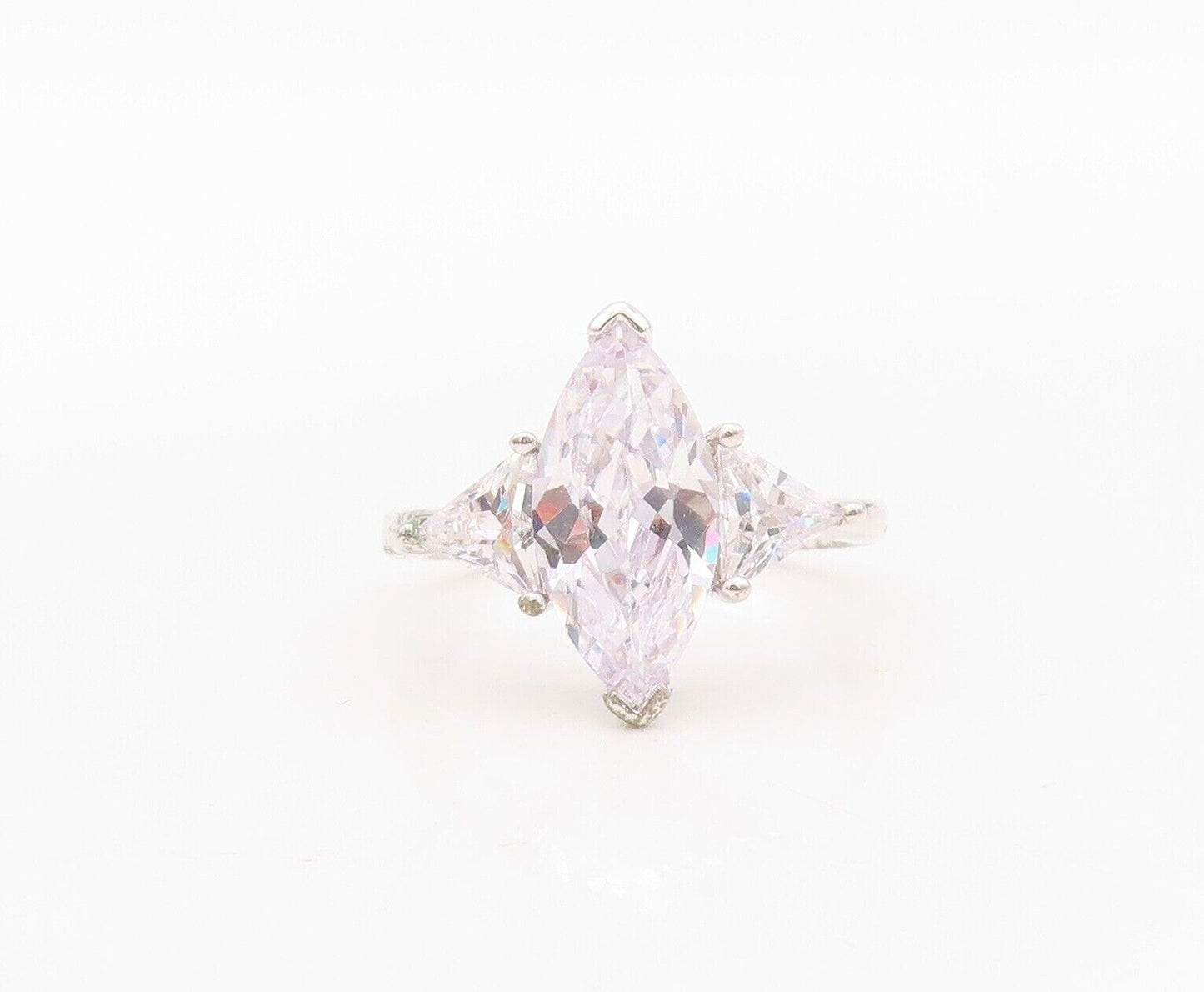 925 Sterling Silver Vintage Ring Marquise & Triangle Cut Topaz  Sz 7  RG29936
