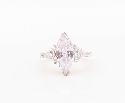 925 Sterling Silver Vintage Ring Marquise & Triangle Cut Topaz  Sz 7  RG29936