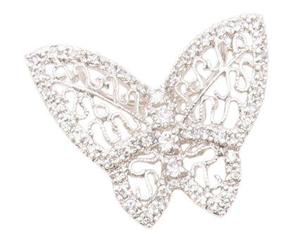 925 Sterling Silver  Vintage Shiny Cubic Zirconia Butterfly Pendant  PT17771
