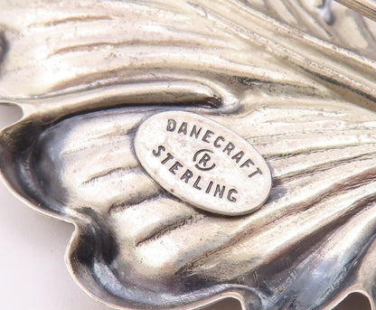 DANECRAFT 925 Sterling Silver  Vintage Shiny Floral Leaf Brooch Pin  BP8817