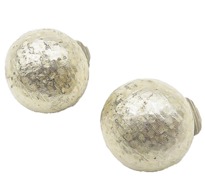 DESIGNER 925 Silver  Vintage Shiny Textured Dome Non Pierce Earrings  EG9151