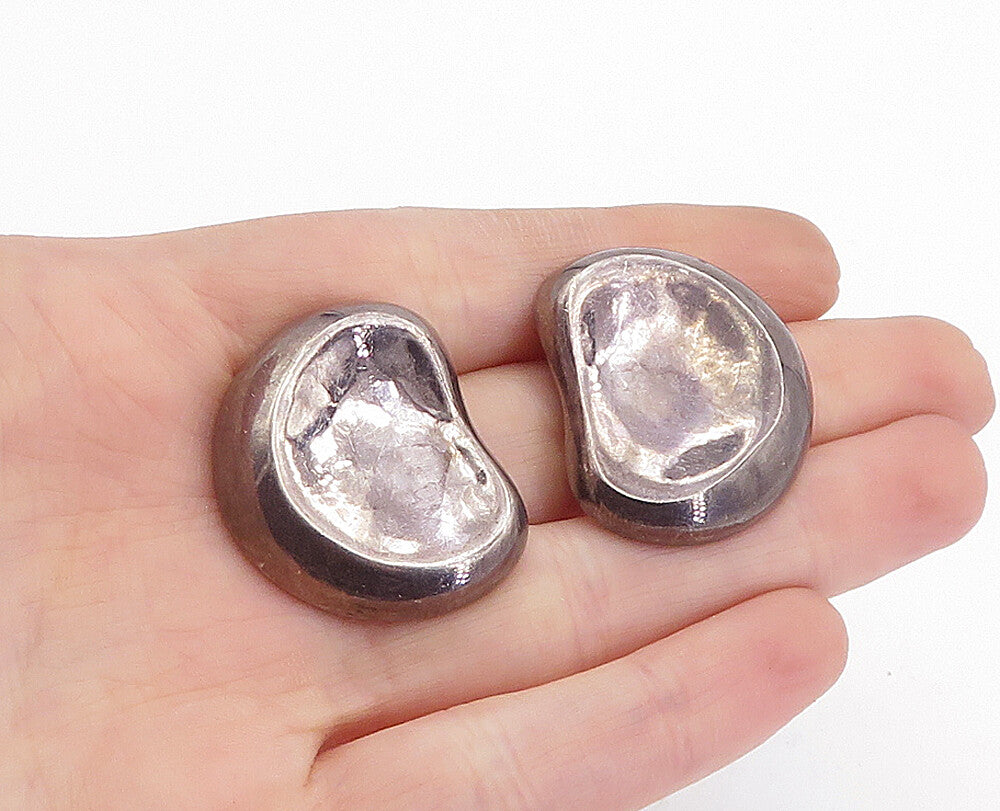 925 Sterling Silver  Vintage Oxidized Hollow Design Drop Earrings  EG2140