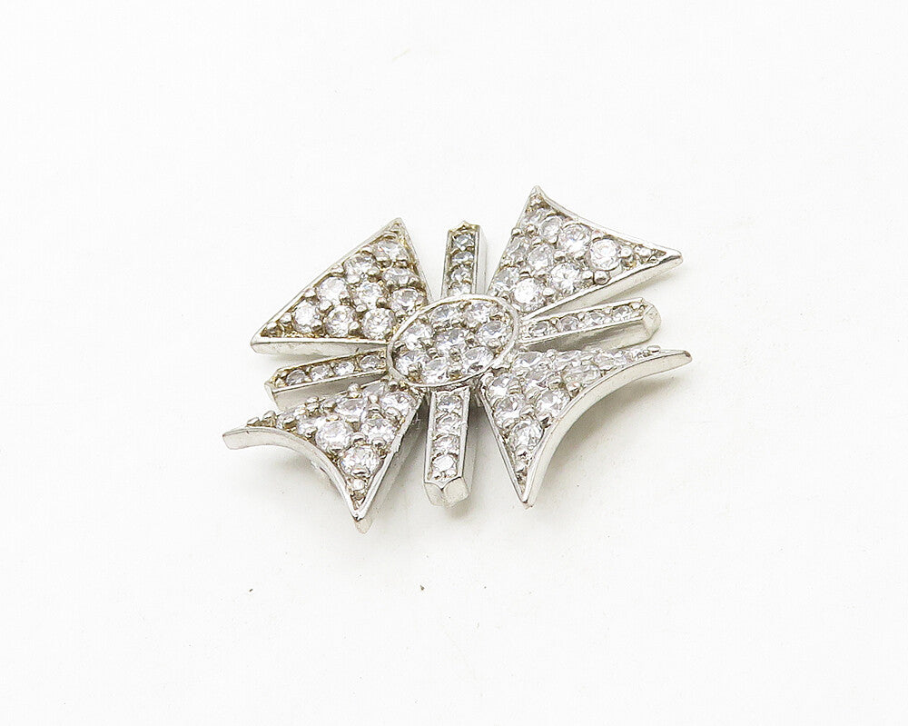 925 Sterling Silver  Vintage Cubic Zirconia Encrusted Cross Pendant  PT14290