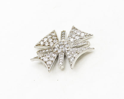 925 Sterling Silver  Vintage Cubic Zirconia Encrusted Cross Pendant  PT14290