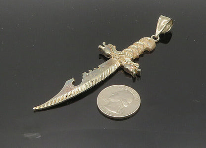 1 OF A KIND 925 Silver - Vintage Shiny Diamond Cut Dagger Pendant - PT16109