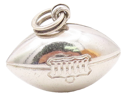 925 Sterling Silver  Vintage Shiny Hollow Football Motif Sport Pendant  PT6988