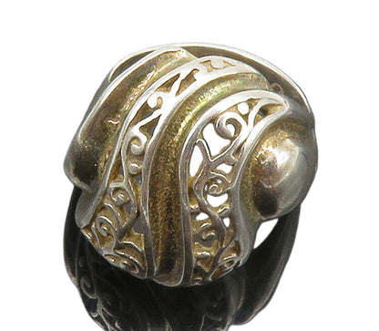 925 Sterling Silver  Vintage Shiny Swirl Vine Open Band Ring Sz 6  RG13931