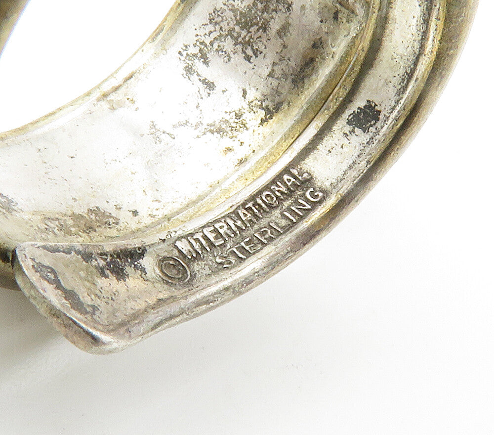 INTERNATIONAL 925 Sterling Silver Vintage Two Tone Bypass Ring Sz 4 RG15065