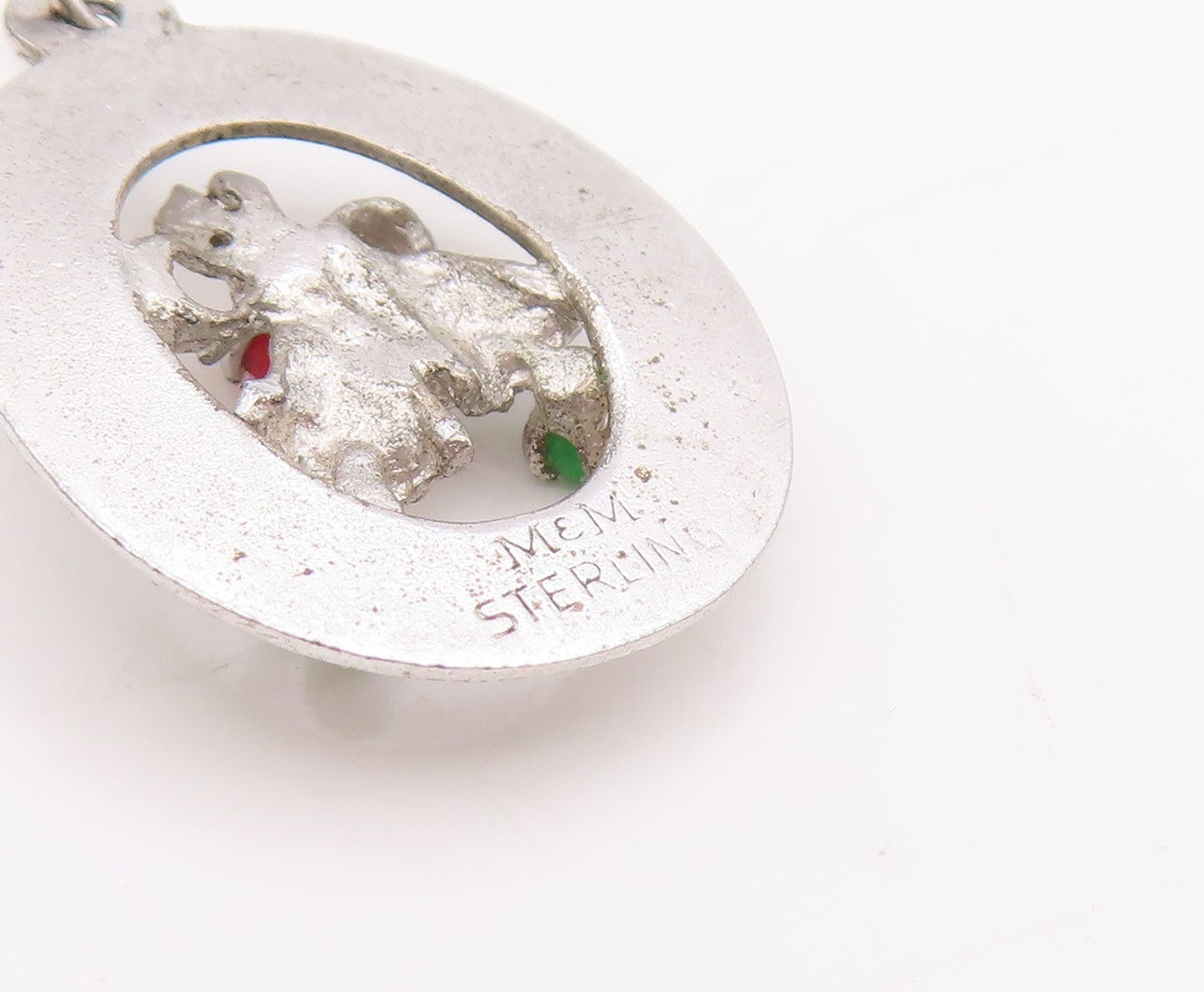 925 Sterling Silver Vintage Pendant Gemstone Cutout Christmas Bells  PT24565