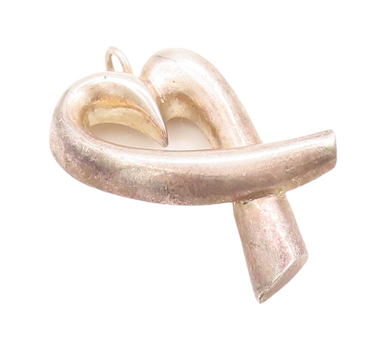 925 Sterling Silver Vintage Pendant Designer Cutout Heart  PT23827