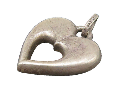 925 Sterling Silver  Vintage Open Love Heart Smooth Drop Pendant  PT17946