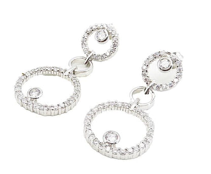 925 Sterling Silver  Sparkling Cubic Zirconia Linked Dangle Earrings  EG4571