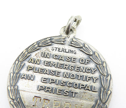 925 Sterling Silver Vintage Antique Oxidized Jesus Be With Me Pendant PT4087