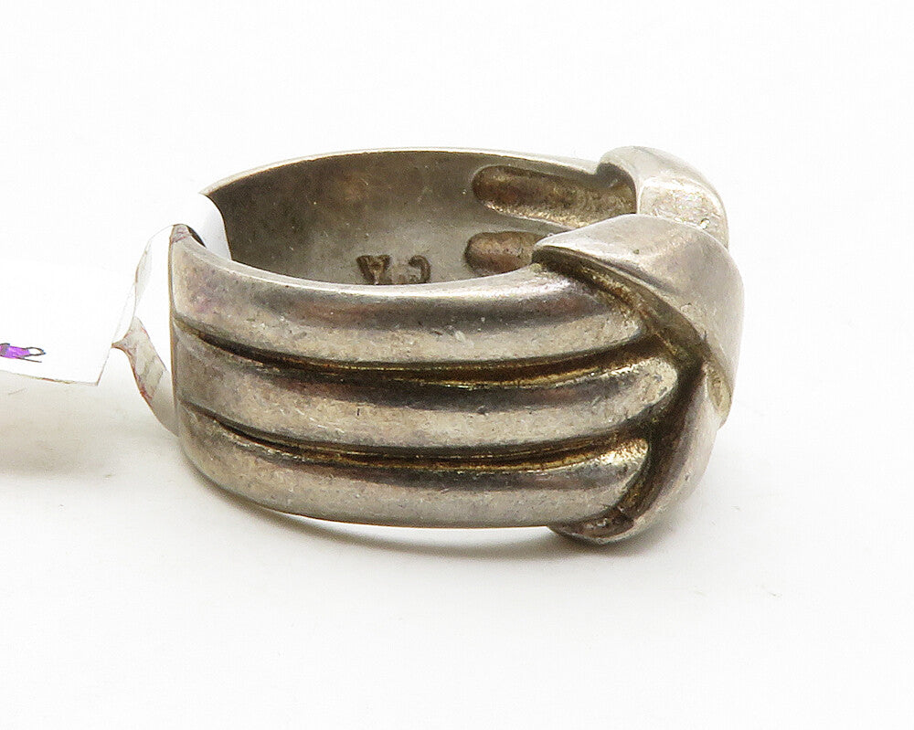 DAVID SIGAL 925 Sterling Silver Vintage Crossover Band Ring Sz 8  RG13852