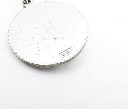 925 Sterling Silver  Vintage Saint Stephen Stamped Round Drop Pendant  PT4207