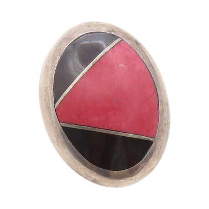 925 Sterling Silver Vintage Ring MEXICO Designer Gemstone Inlay  Sz 9  RG33341