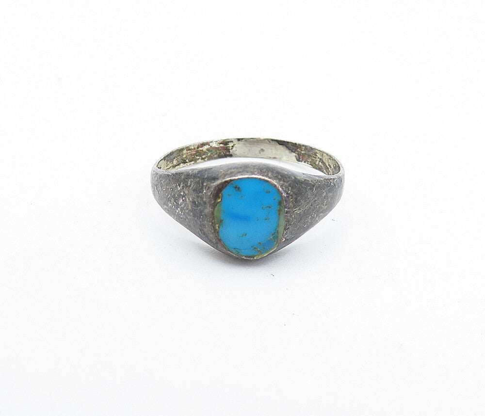 925 Silver Vintage Turquoise Petite Band Ring Sz 5.5 RG6081