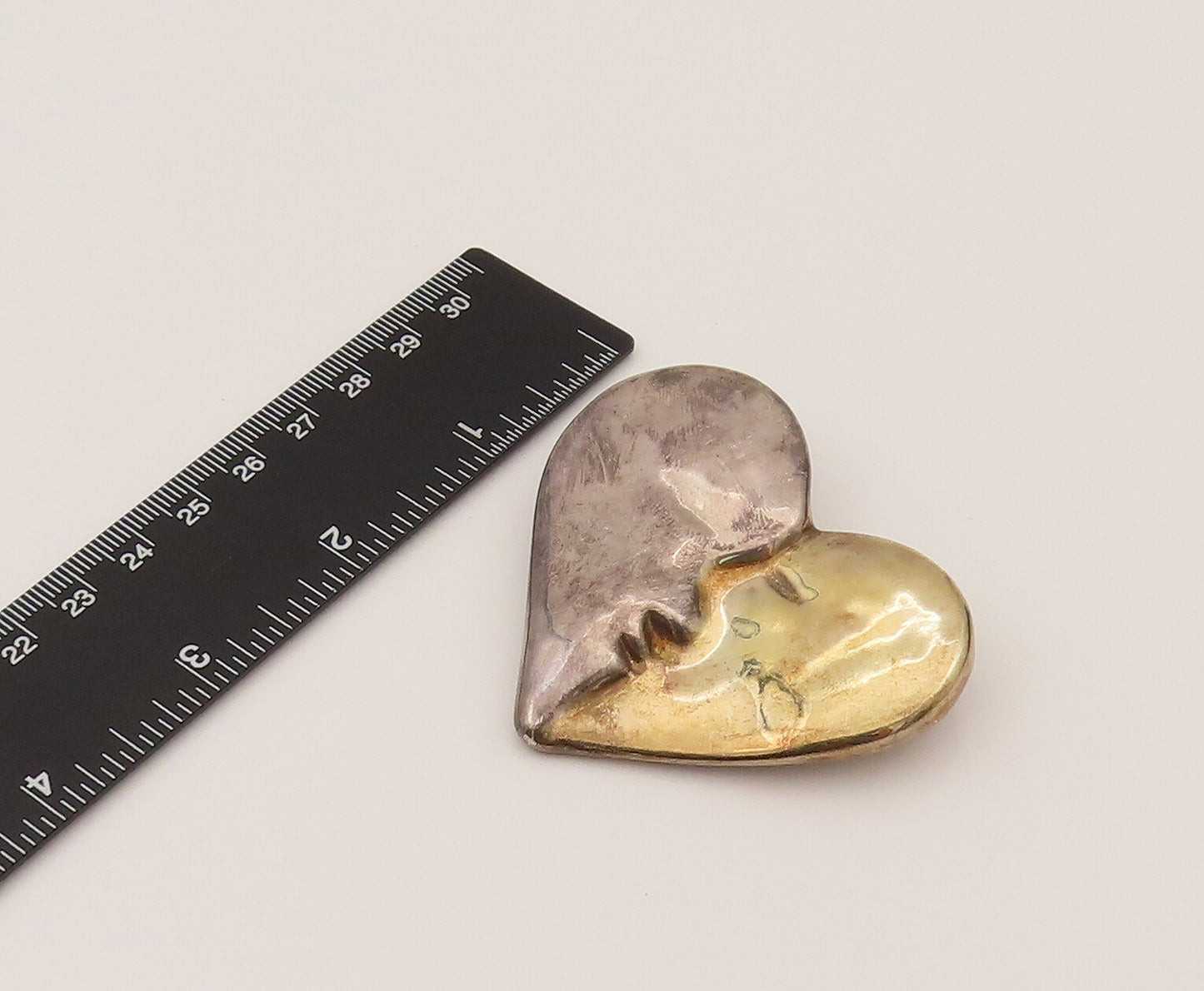 FREDERIC JEAN DUCLOS 925 Silver  Vintage Two Tone Face Brooch Pin  BP10221