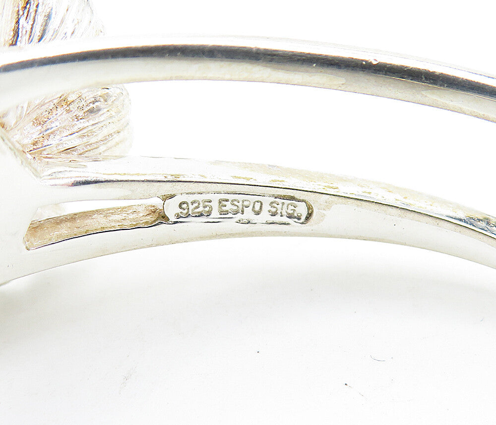 ESPO 925 Silver & 14K GOLD  2 Tone Sculpted Flower Split Cuff Bracelet  BT2484