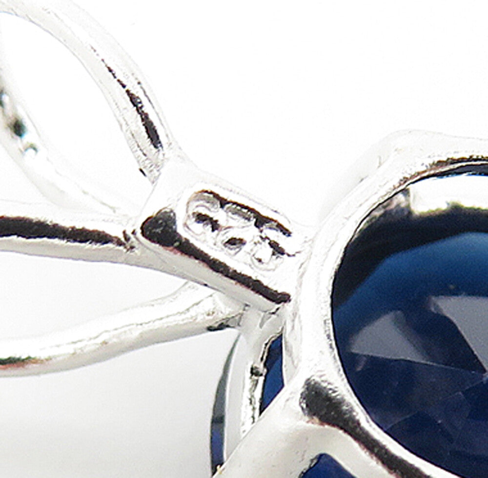 925 Sterling Silver  Shiny Blue Topaz Stud Earrings & Pendant Set  TR1828