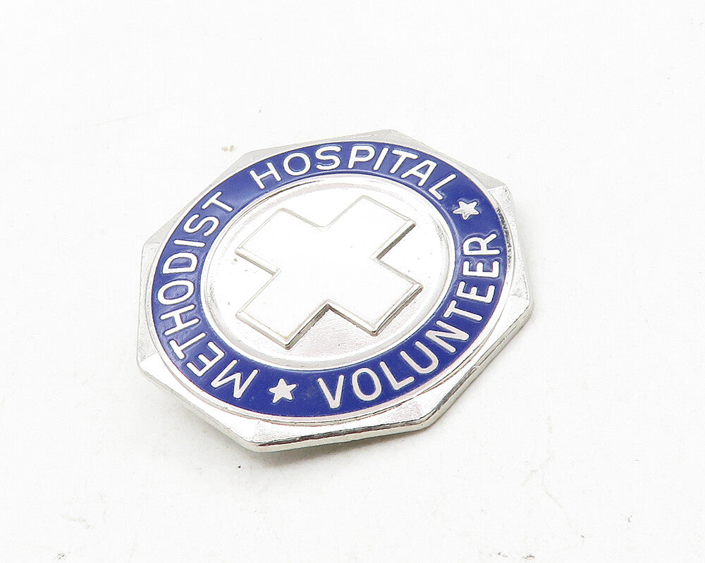 925 Sterling Silver  Vintage Methodist Hospital Volunteer Brooch Pin  BP3916