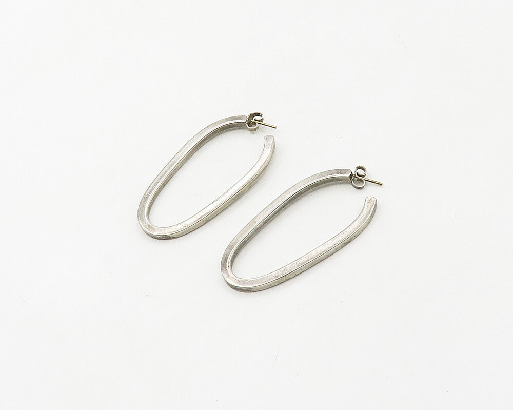 925 Sterling Silver Vintage Smooth Minimalist Oval Hoop Earrings EG9001