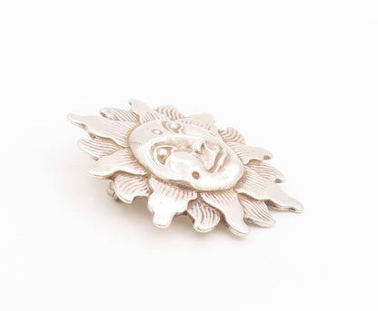 925 Sterling Silver Vintage Brooch Smiling Etched Sun  BP11740