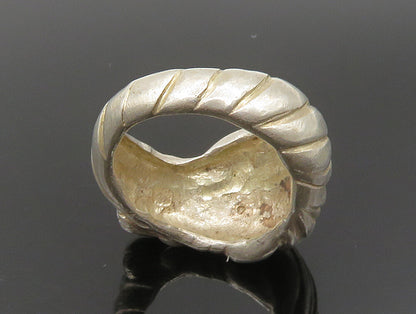 925 Sterling Silver  Vintage Shiny Fluted Lion Motif Ring Sz 6.5  RG24164