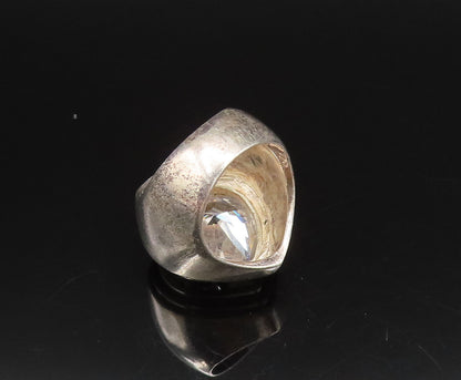 925 Silver  Vintage Heart Shaped Cubic Zirconia Dome Ring Sz 5.5  RG26027