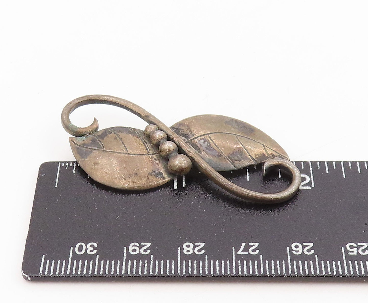 925 Sterling Silver Vintage Brooch Modernist Floral Leaf & Berry Pin  BP12045