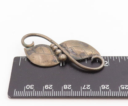 925 Sterling Silver Vintage Brooch Modernist Floral Leaf & Berry Pin  BP12045