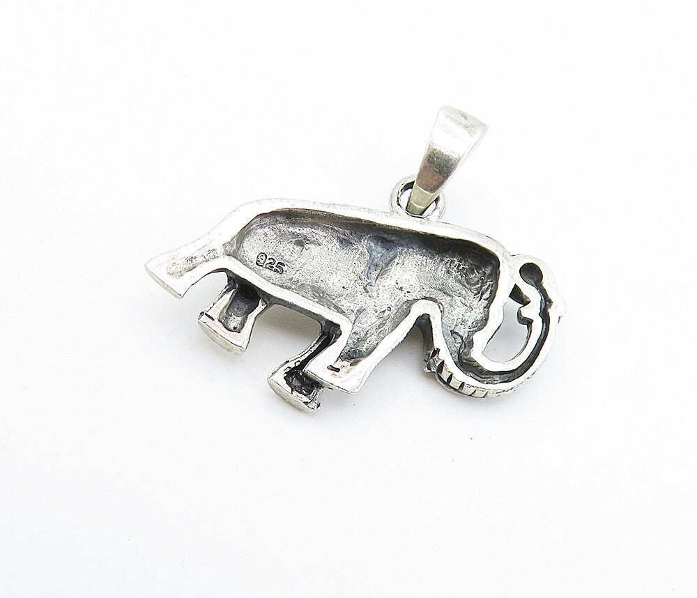 925 Sterling Silver  Vintage Petite Elephant Motif Drop Pendant  PT5608