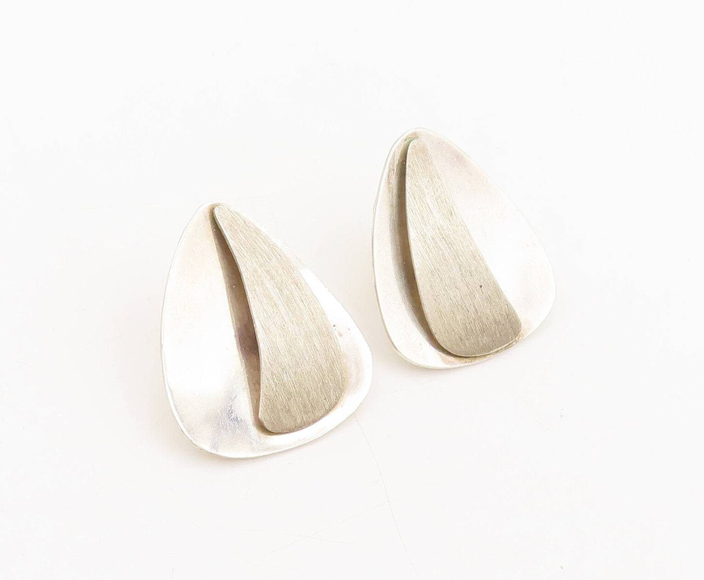 MEXICO 925 Silver  Vintage Minimalist Designer Triangular Earrings  EG12647