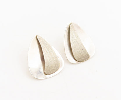 MEXICO 925 Silver  Vintage Minimalist Designer Triangular Earrings  EG12647