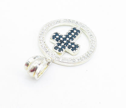 925 Sterling Silver  Cubic Zirconia & Topaz Religious Cross Pendant  PT5222