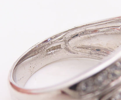 925 Sterling Silver Vintage Ring Carved Blue & White Topaz Inlay  Sz 7 RG30604