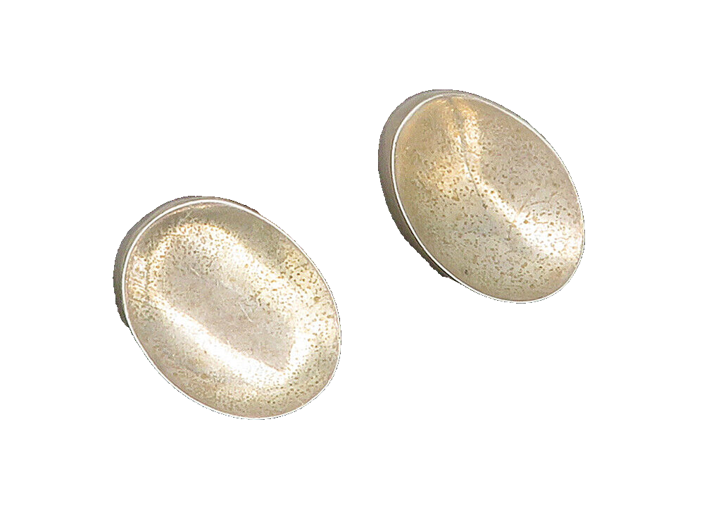 925 Sterling Silver & 14K GOLD  Vintage Hollow Oval Drop Earrings  EG8609