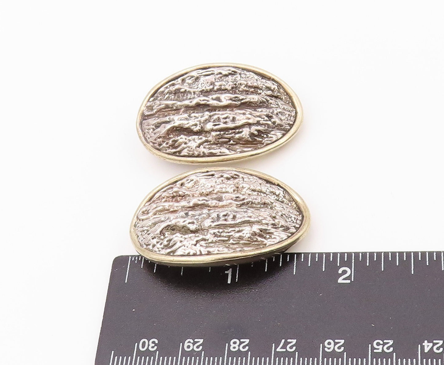 925 Sterling Silver Vintage Earrings ISRAEL Brutalist Designer Carved  EG13472